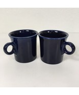 Fiesta Dark Cobalt Blue Ceramic Mugs Finger O-Ring Vintage Coffee Cups H... - £7.87 GBP