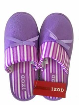 Izod Ladies Women&#39;s Slippers Summer Scuffs Slides Striped Sz Large 9-10 Purple - £17.89 GBP
