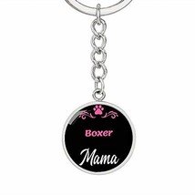 Dog Mom Keyring Boxer Mama Circle Keychain Stainless Steel Or 18k Gold - $54.40