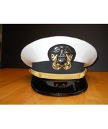 US NAVY LINE OFFICER WHITE CURRENT UNIFORM VISOR HAT AUTHENTIC NEW ALL S... - £63.30 GBP