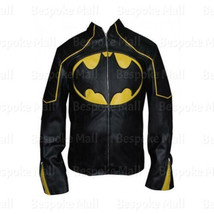 New Handmade Men&#39;s Batman Yellow Brando Black Cowhide Biker Leather Jacket-11 - £151.51 GBP