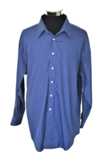Joseph &amp; Feiss Dress Shirt Men&#39;s Size X-Large  Dark Blue Houndstooth 17.5 -34/35 - £14.74 GBP