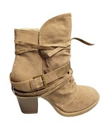 Lane Bryant Rhinestone Heeled Boots Womens Sz 9 Brown Round Toe Buckle S... - $27.69