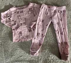 Carters Girls Pink Llama Snug Fit Long Sleeve Pajamas 2T - $6.37