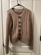 Old Navy Perfect Fit Women&#39;s Brown Button Up Cropped Sweater Cardigan Si... - £32.55 GBP