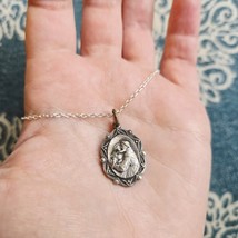 Vintage Dainty Silver Saint St Anthony Pray for Us Medal Medallion Necklace - $39.99