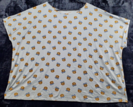 AnyBody Sleepwear Top Womens Size 3X White Floral Knit Short Sleeve Roun... - $23.92