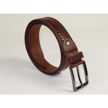 Men's Belt By PICCODER Turkey Genuine Leather Stitched 5021 Brown image 2