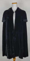 Vintage Womens Black Velvet Cape Cloak Beaded Union Made National Recovery Board - £156.43 GBP