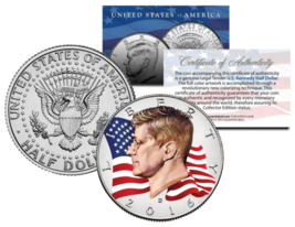 Colorized * FLOWING FLAG * 2016 JFK John F Kennedy Half Dollar U.S. Coin... - £6.69 GBP