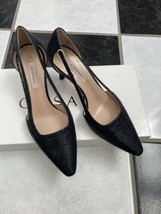 NIB 100% AUTH Casadei Black Glitter Side Cut Out Pumps Sz 35.5 - $186.12
