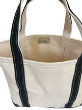 Vintage L.L. Bean Natural Canvas Black Boat and Tote M Open Top Bag NEVER USED image 4