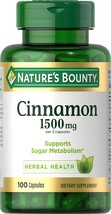 Nature&#39;s Bounty Cinnamon Capsules, Herbal Supplement, Supports Sugar Metabolism, - £22.32 GBP