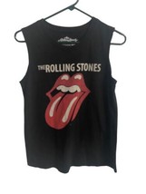 The Rolling Stone Short Sleeveless Round Neck T Shirt Size M Solid Black... - £8.37 GBP