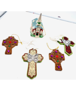 Set Of 4 Hanging Cross Ornaments Christmas Christian 1  Midwest porcelai... - $341.17 MXN