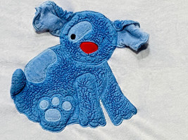 Pottery Barn Baby Puppy Lovey Blanket, Blue &amp; White, Plush Fleece  37”x29”  3D - £18.21 GBP