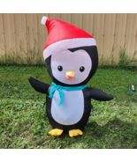 4 ft Christmas Holiday Festive Inflatable Airblown Penguin in Stocking Hat - £19.01 GBP