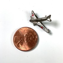 Vintage Very Small Silver Metal Airplane Lapel Tie Pin Less Than 1” - £6.05 GBP