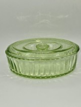 Anchor Hocking Covered Green Uranium Vaseline Glass Oval Refrigerator Di... - $69.30