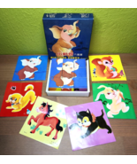 VTG 1970s Whimsical Cartoon Animals Wooden Picture Cube Puzzle Blocks Co... - £38.91 GBP