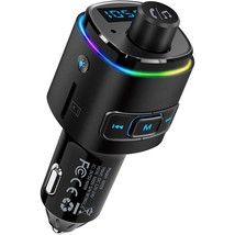 Bluetooth Fm Transmitter For Car, 7 Color Led Backlit Bluetooth Car Adap... - £15.93 GBP