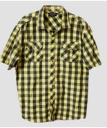 Men&#39;s Irreverent Brand Shirt Yellow Gray Checkered Sz XL Short Sleeves P... - $14.88