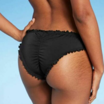 Women&#39;s Shade &amp; Shore Extra Cheeky Ruffle Bikini Swim Bottom - BLACK - S... - £7.46 GBP
