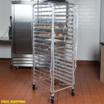 63&quot; Clear 8 Mil Full-Size Plastic Bakery Bun Pan Rack Cover With 3 Zippers - £63.94 GBP