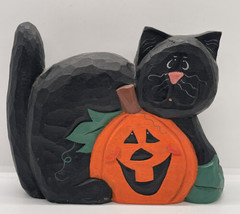 Rare Midwest Black Cat Fall Pumpkin Halloween figure figurine decor - £11.10 GBP