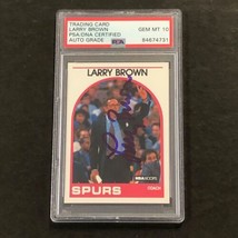 1969 NBA Hoops #102 Larry Brown Signed Card AUTO 10 PSA Slabbed Spurs - £46.92 GBP