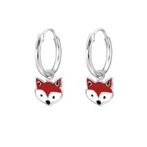 Hanging Fox 925 Silver Hoop Earrings - £13.44 GBP