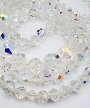 Vintage Graduated Sparkling Clear Faceted AB Crystal Necklace 36 in - £46.66 GBP