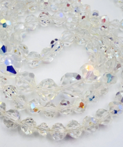 Vintage Graduated Sparkling Clear Faceted AB Crystal Necklace 36 in - £46.39 GBP