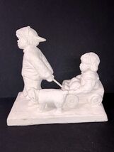 Vintage 1997 Boy Girl Dog Puppy  Wagon Ride Sculpture Austin Productions... - $54.00