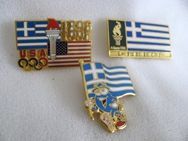 1996 Atlanta Olympic Pin Lot - 3 Pins with Flags of Greece - £23.89 GBP