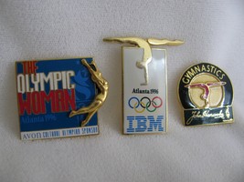1996 Atlanta Olympics Lot of 3 Sponsor Pins Gymnastics Avon IBM John Han... - $30.00