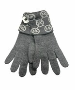 New Michael Kors Knit Gloves Gray / Gray Logo OSFM 538341C MSRP $45 - $380.56 MXN