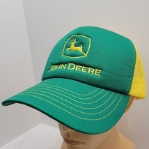 John Deere Embroidered Snapback Trucker Mesh Yellow Green Hat Cary Franc... - $11.49 CAD