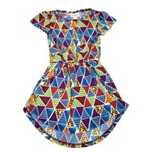 LuLaRoe Girls Mae Geometric Print Dress Size 2 Short Sleeve Multicolor - $358.69 MXN