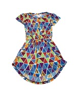 LuLaRoe Girls Mae Geometric Print Dress Size 2 Short Sleeve Multicolor - $357.18 MXN