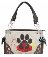 HW Collection Dog Paw Print Handbag Carry Concealed Shoulder Purse (Beige) - £31.17 GBP