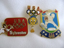 Olympics Lot of 3 Looney Tunes Pins Bugs Bunny Tweety Sylvester - $30.00