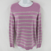 TALBOTS 100% Pure Cashmere Striped Long Sleeve Pullover Sweater, Purple, Medium - £43.99 GBP