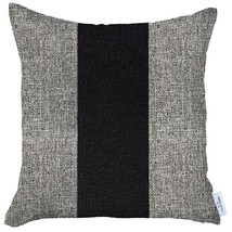 18&quot; X 18&quot; Grey And Black Geometric Zippered Handmade Polyester Throw Pil... - £35.62 GBP