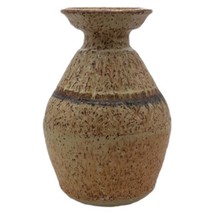 Studio Art Pottery Stoneware Vase Signed KLEIN Earth Tones Beige Brown Blue 7&quot; - £19.79 GBP