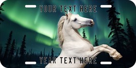 Horse Stallion White Albino Standing Aurora Borealis Metal License Plate O - $12.86+