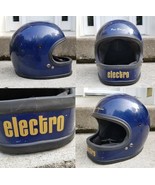 Vintage 1970s Motorcycle Helmet &quot;ELECTRO&quot; 2A Pro Series Universal Size blue - $1,850.77 MXN