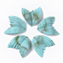 6 Mermaid Tail Charms Teal Wing Pendants Acrylic 17mm Curved Fairy Tale Supplies - £3.23 GBP