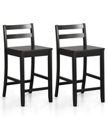 Wooden Bar Stools Set of 2 with Ergonomic Backrest and Footrest-Black - ... - $207.03