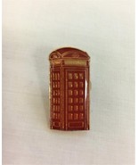 Vintage Enamel Lapel Pin Red English Telephone Booth 1 x 1/2 Inch - $16.24 CAD